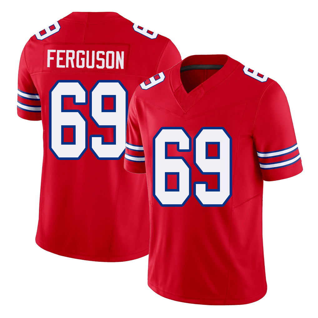 Buffalo #69 Ferguson Player Football V Neck Short Sleeve Red Jersey Reid For Men Youth Women Gift