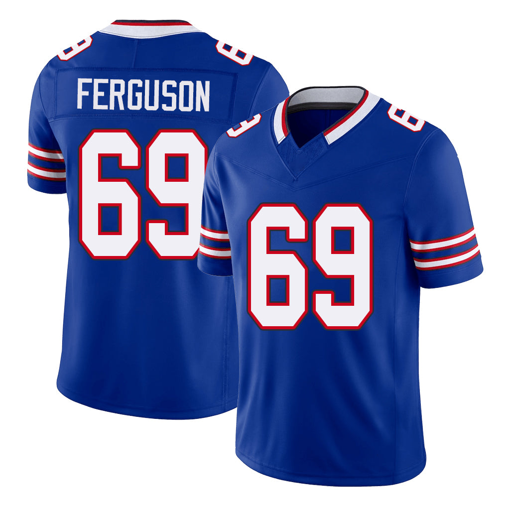 Buffalo #69 Ferguson Player Football V Neck Short Sleeve Royal Jersey Reid For Men Youth Women Gift