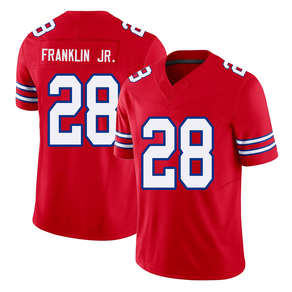 Buffalo #28 Franklin Jr. Player Football V Neck Short Sleeve Red Jersey Sam For Men Youth Women Gift