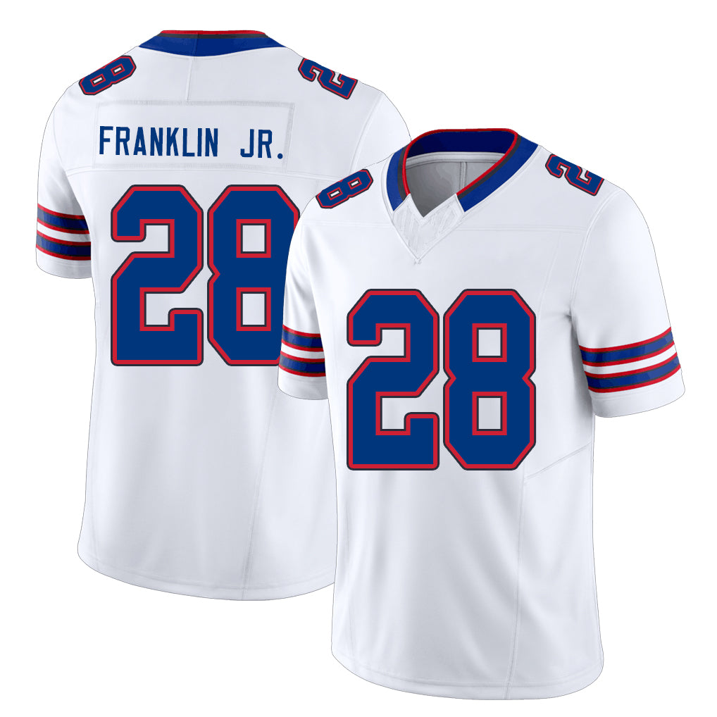 Buffalo #28 Franklin Jr. Player Football V Neck Short Sleeve White Jersey Sam For Men Youth Women Gift