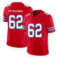 Buffalo #62 Van Pran-Granger Player Football V Neck Short Sleeve Red Jersey Sedrick For Men Youth Women Gift