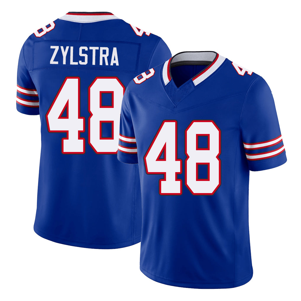 Buffalo #48 Zylstra Player Football V Neck Short Sleeve Royal Jersey Shane For Men Youth Women Gift