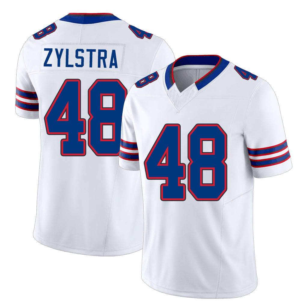 Buffalo #48 Zylstra Player Football V Neck Short Sleeve White Jersey Shane For Men Youth Women Gift