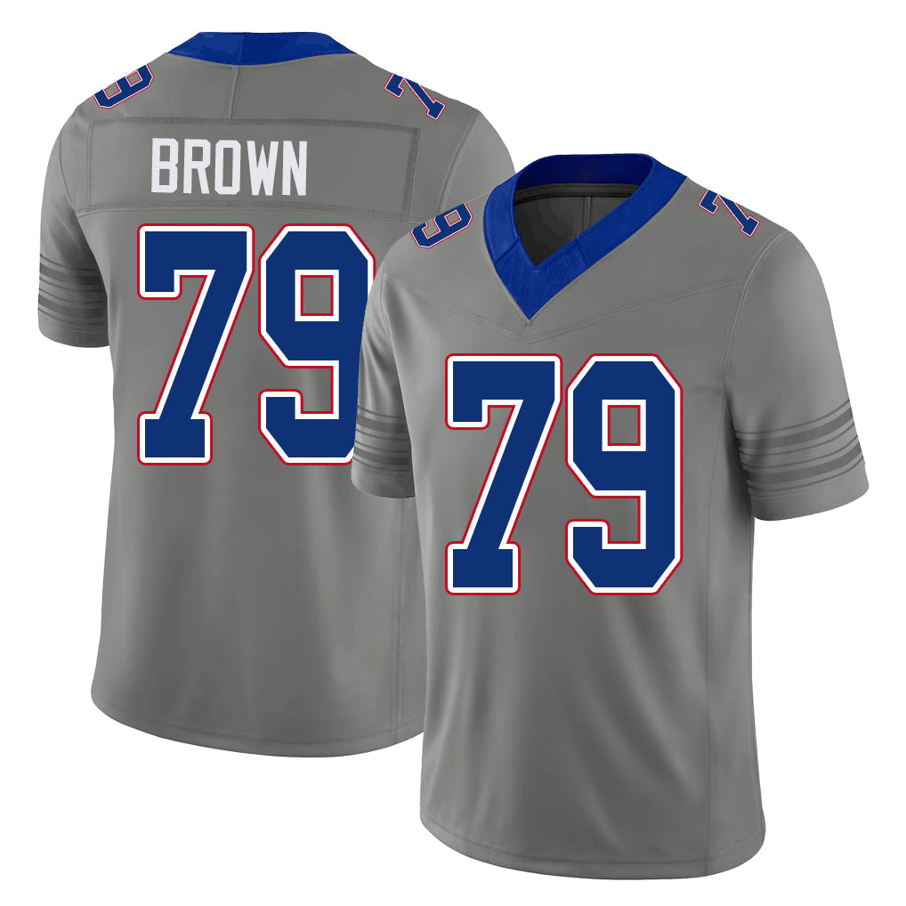 Buffalo #79 Brown Player Football V Neck Short Sleeve Gray Jersey Spencer For Men Youth Women Gift