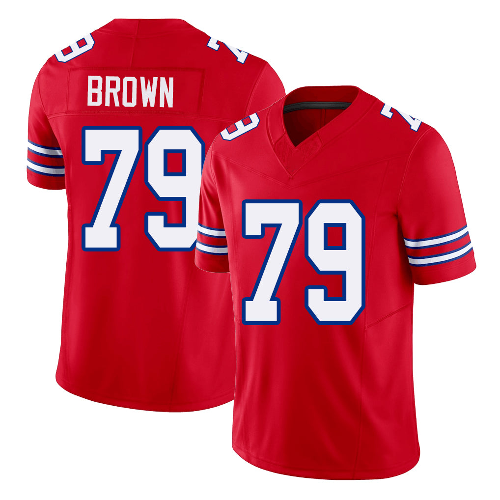Buffalo #79 Brown Player Football V Neck Short Sleeve Red Jersey Spencer For Men Youth Women Gift