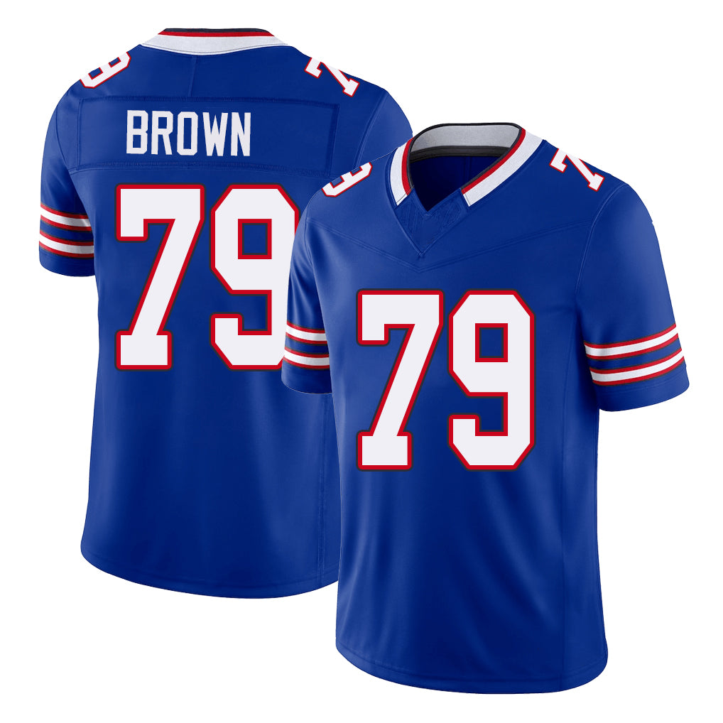 Buffalo #79 Brown Player Football V Neck Short Sleeve Royal Jersey Spencer For Men Youth Women Gift