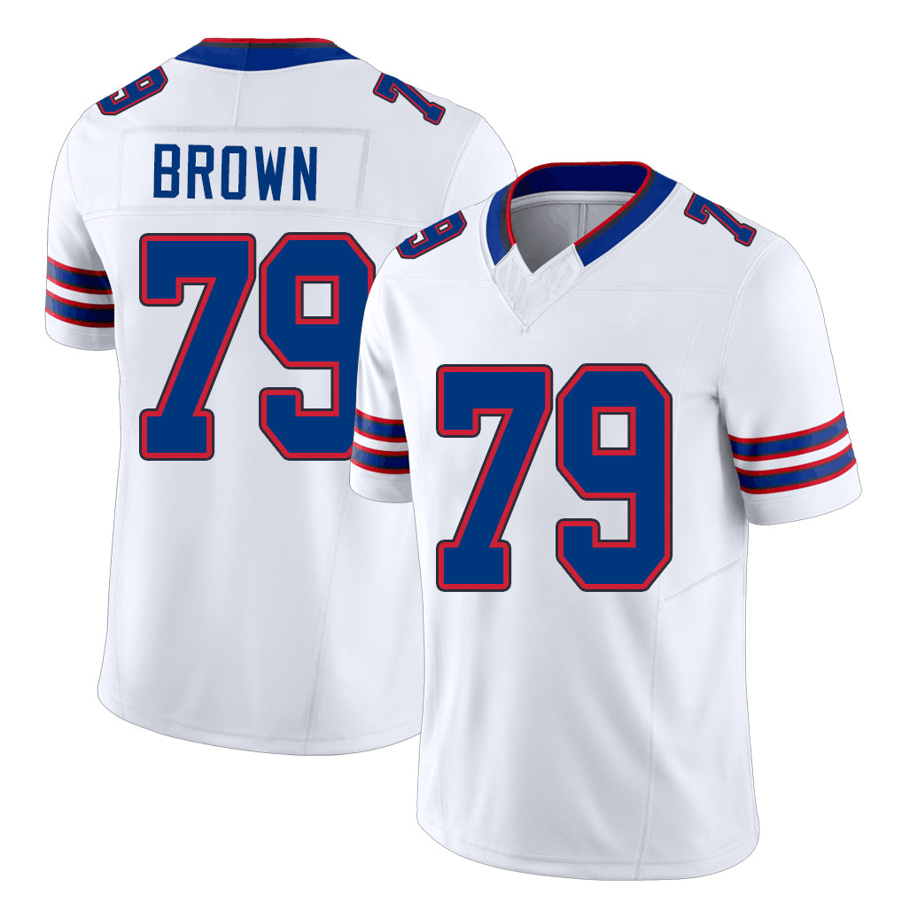 Buffalo #79 Brown Player Football V Neck Short Sleeve White Jersey Spencer For Men Youth Women Gift