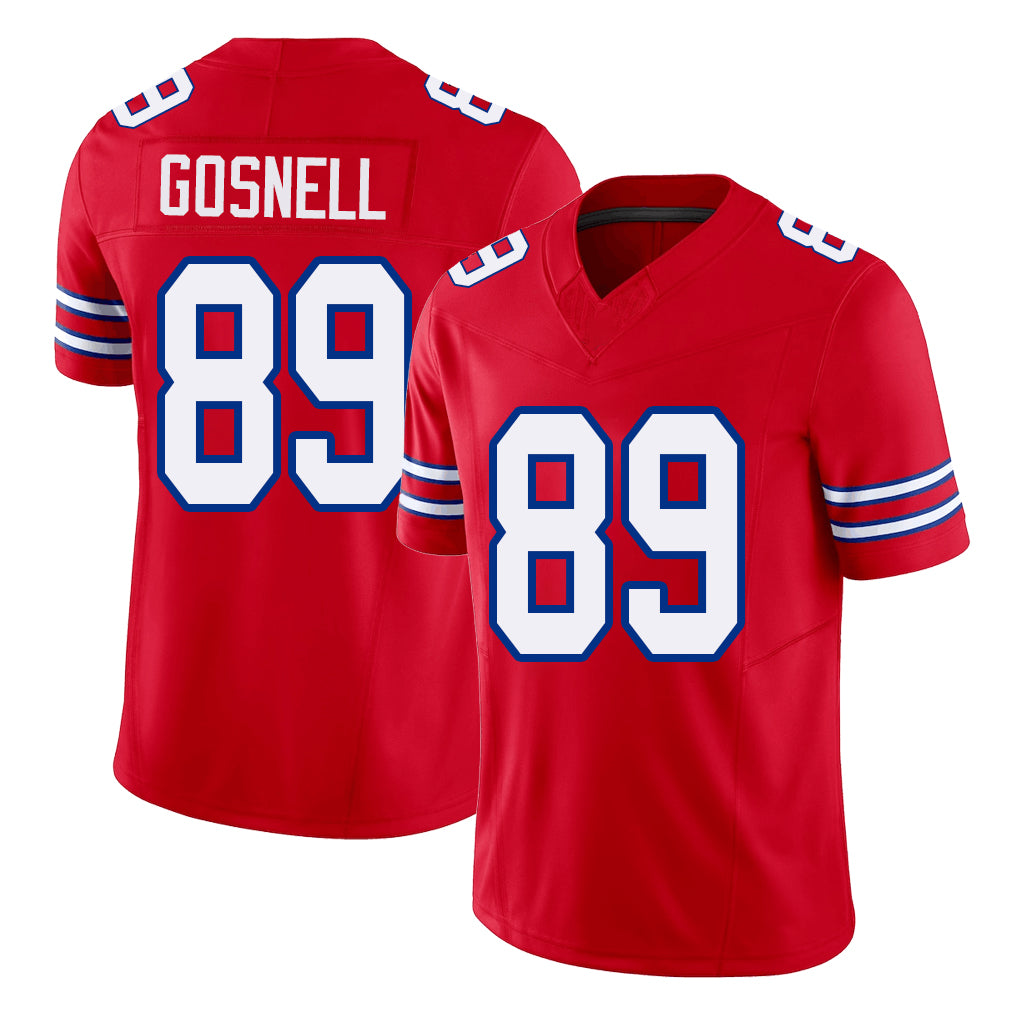 Buffalo #89 Gosnell Player Football V Neck Short Sleeve Red Jersey Stephen For Men Youth Women Gift