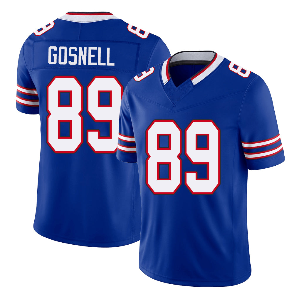 Buffalo #89 Gosnell Player Football V Neck Short Sleeve Royal Jersey Stephen For Men Youth Women Gift