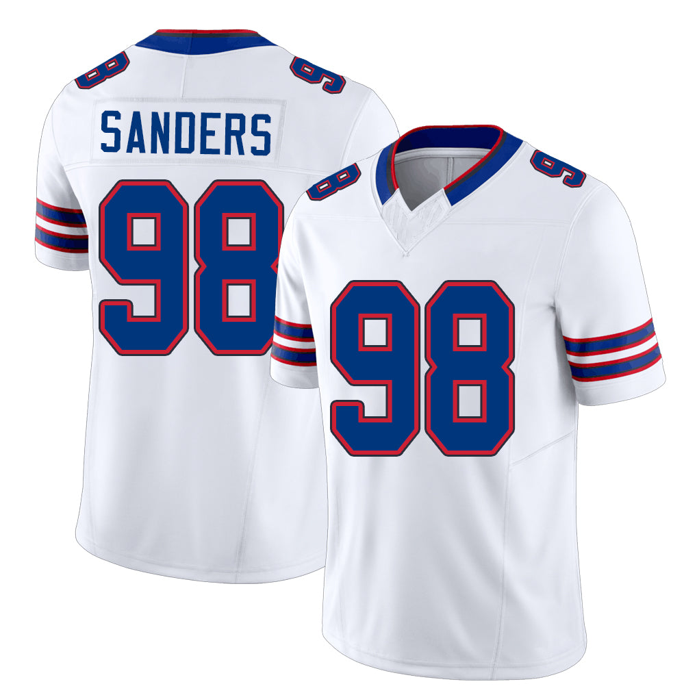Buffalo #98 Sanders Player Football V Neck Short Sleeve White Jersey T.J. For Men Youth Women Gift