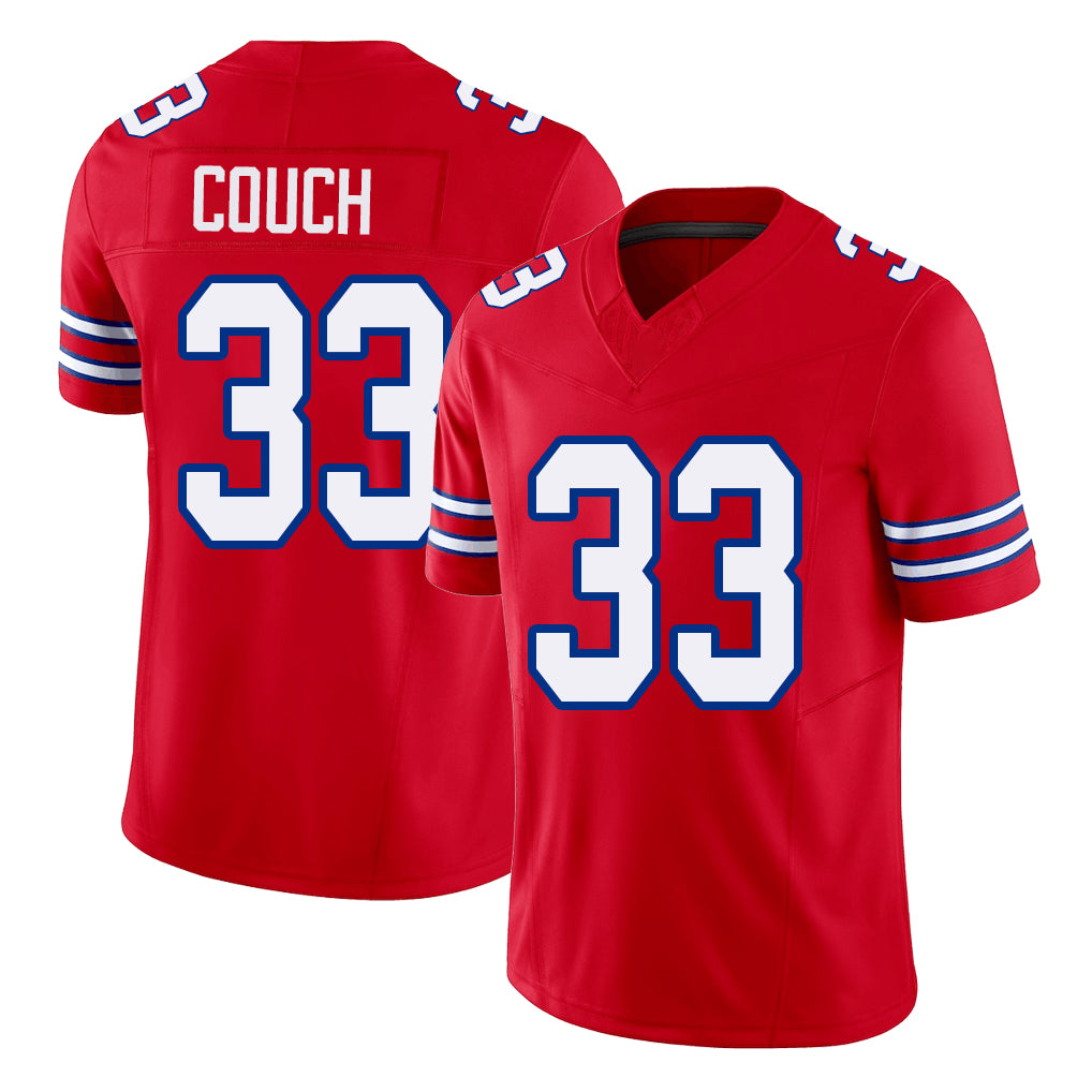 Buffalo #33 Couch Player Football V Neck Short Sleeve Red Jersey Te'Cory For Men Youth Women Gift