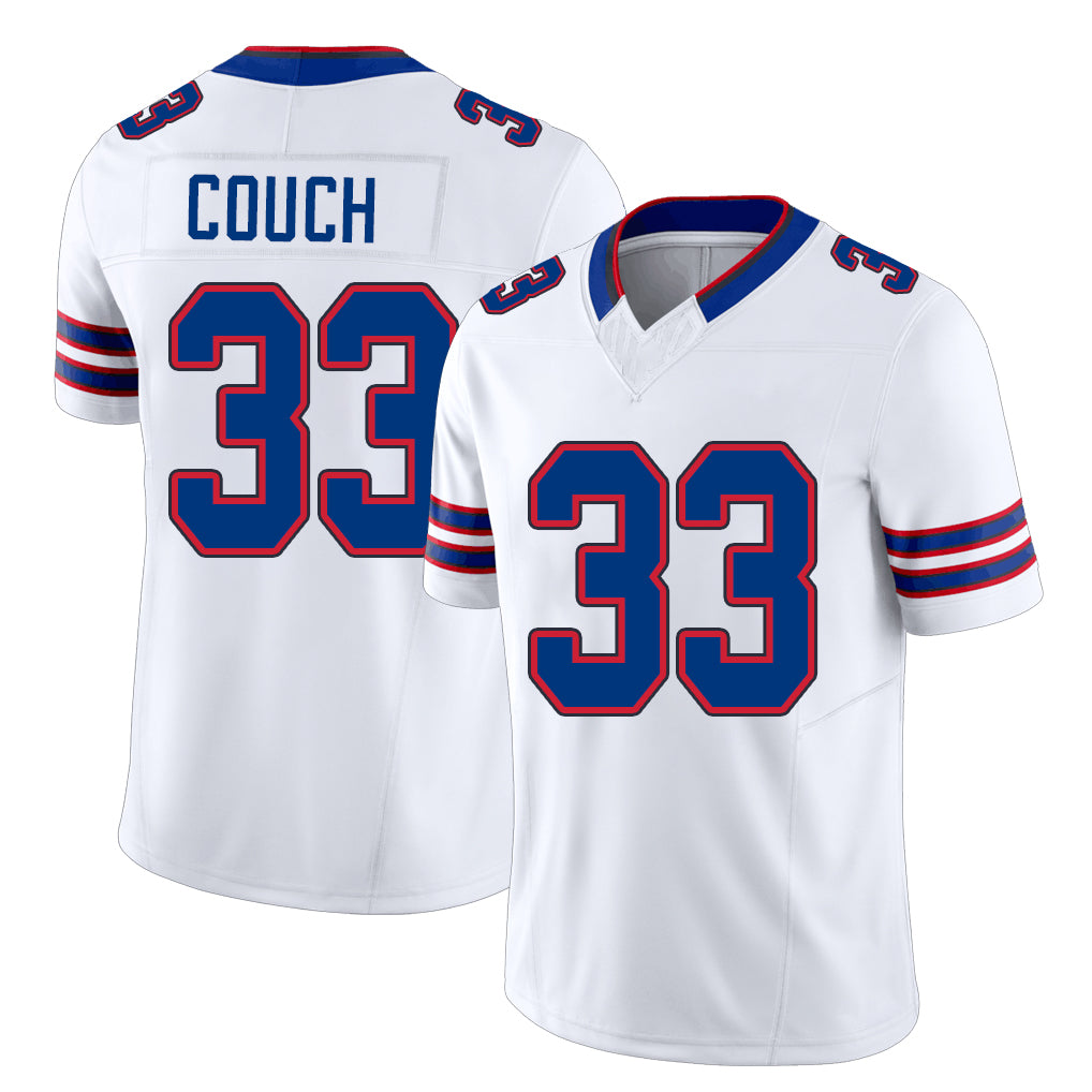 Buffalo #33 Couch Player Football V Neck Short Sleeve White Jersey Te'Cory For Men Youth Women Gift