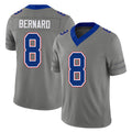 Buffalo #8 Bernard Player Football V Neck Short Sleeve Gray Jersey Terrel For Men Youth Women Gift