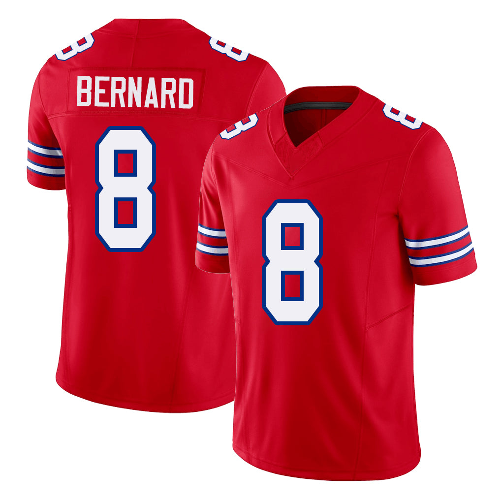 Buffalo #8 Bernard Player Football V Neck Short Sleeve Red Jersey Terrel For Men Youth Women Gift