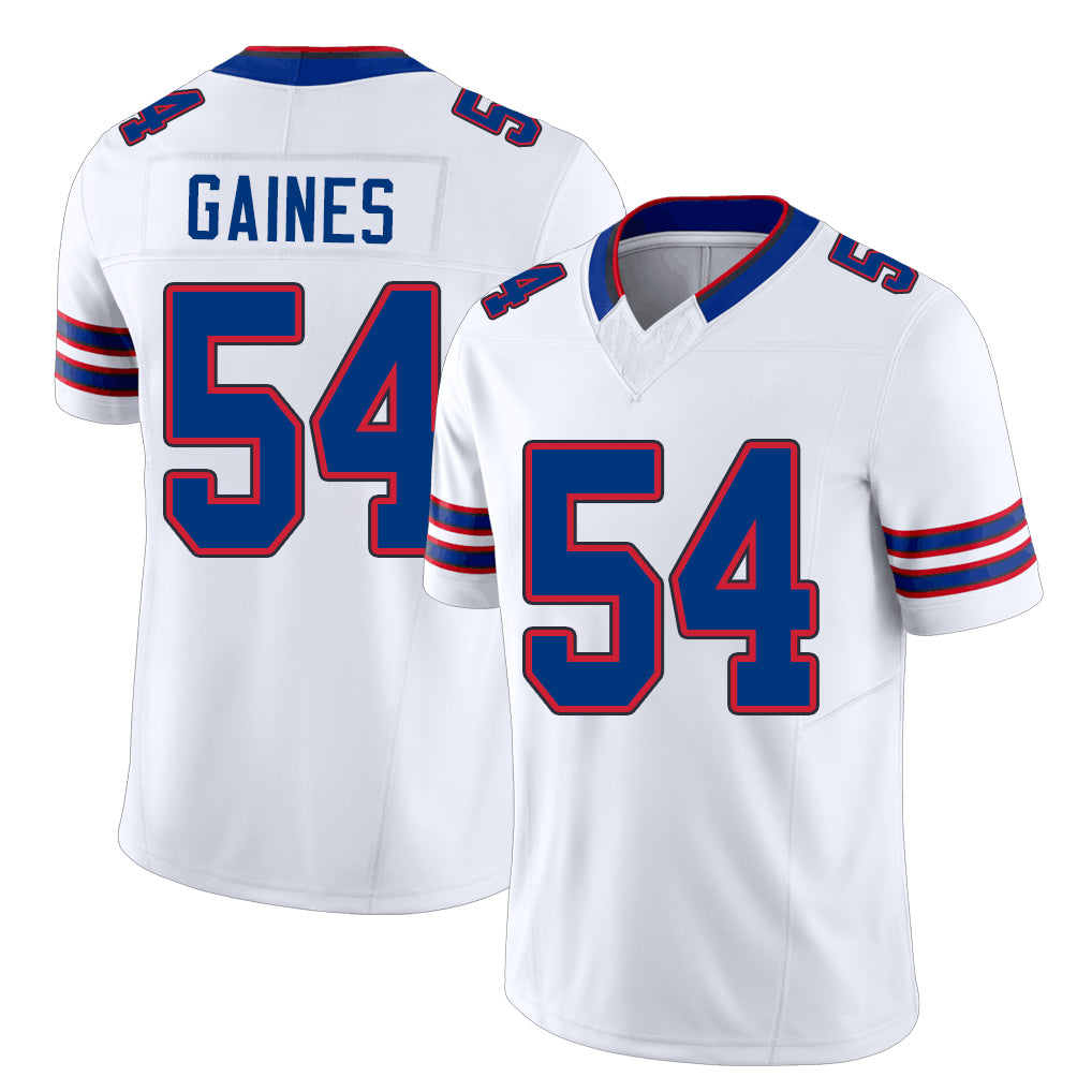Buffalo #54 Gaines Player Football V Neck Short Sleeve White Jersey Theron For Men Youth Women Gift