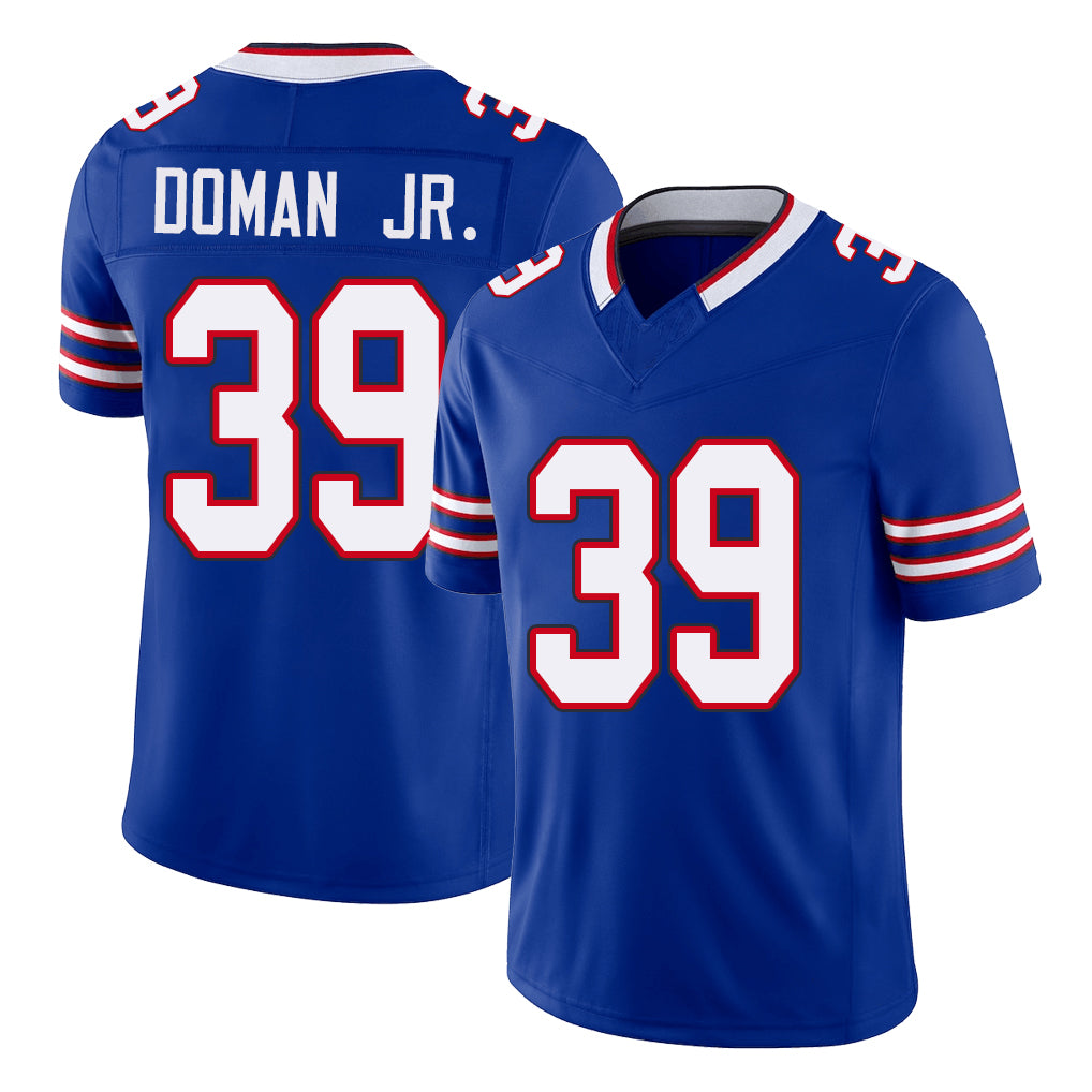 Buffalo #39 Doman Jr. Player Football V Neck Short Sleeve Royal Jersey Tommy For Men Youth Women Gift