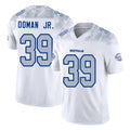 Buffalo #39 Doman Jr. Player Football V Neck Short Sleeve White Jersey Tommy For Men Youth Women Gift