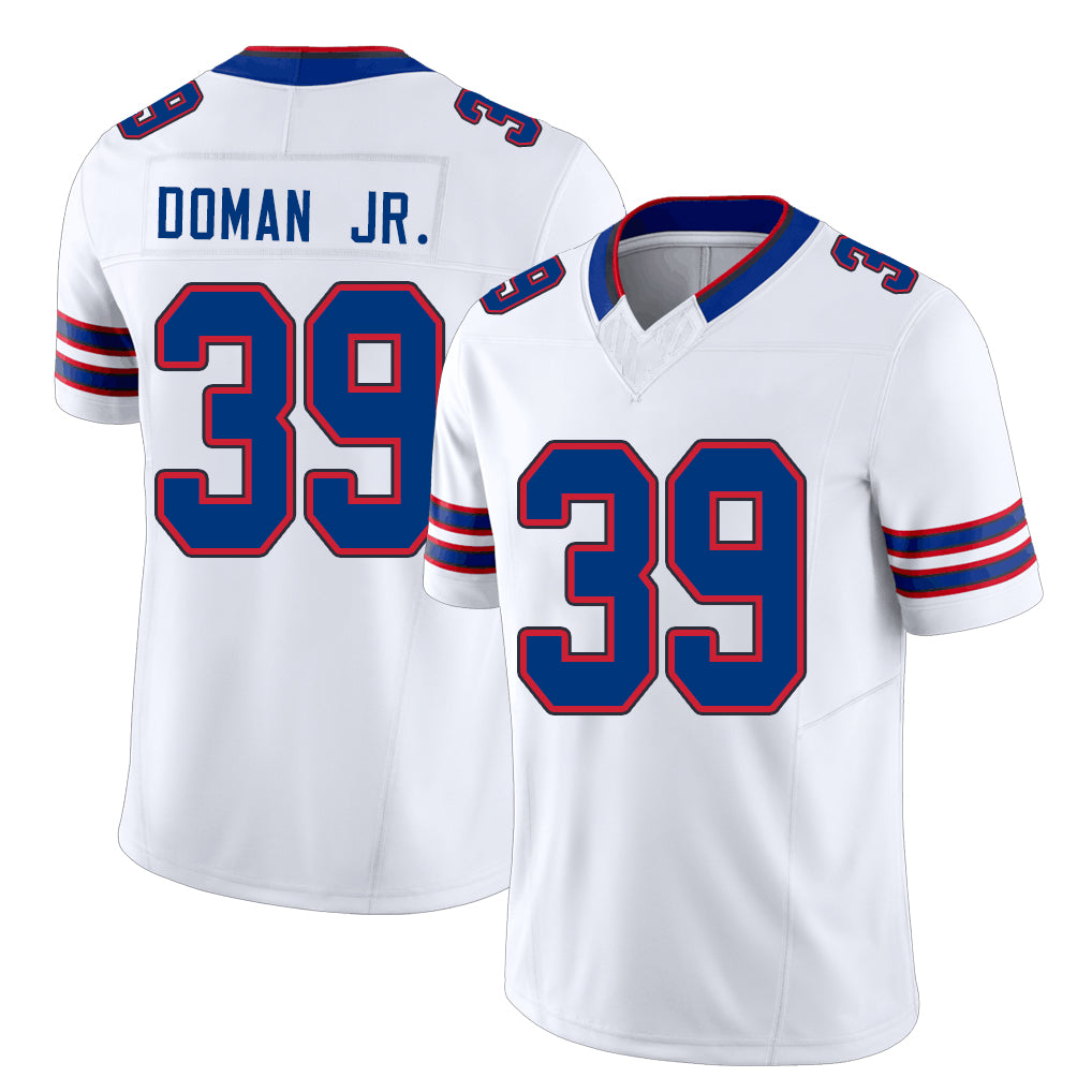 Buffalo #39 Doman Jr. Player Football V Neck Short Sleeve White Jersey Tommy For Men Youth Women Gift