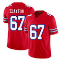 Buffalo #67 Clayton Player Football V Neck Short Sleeve Red Jersey Travis For Men Youth Women Gift