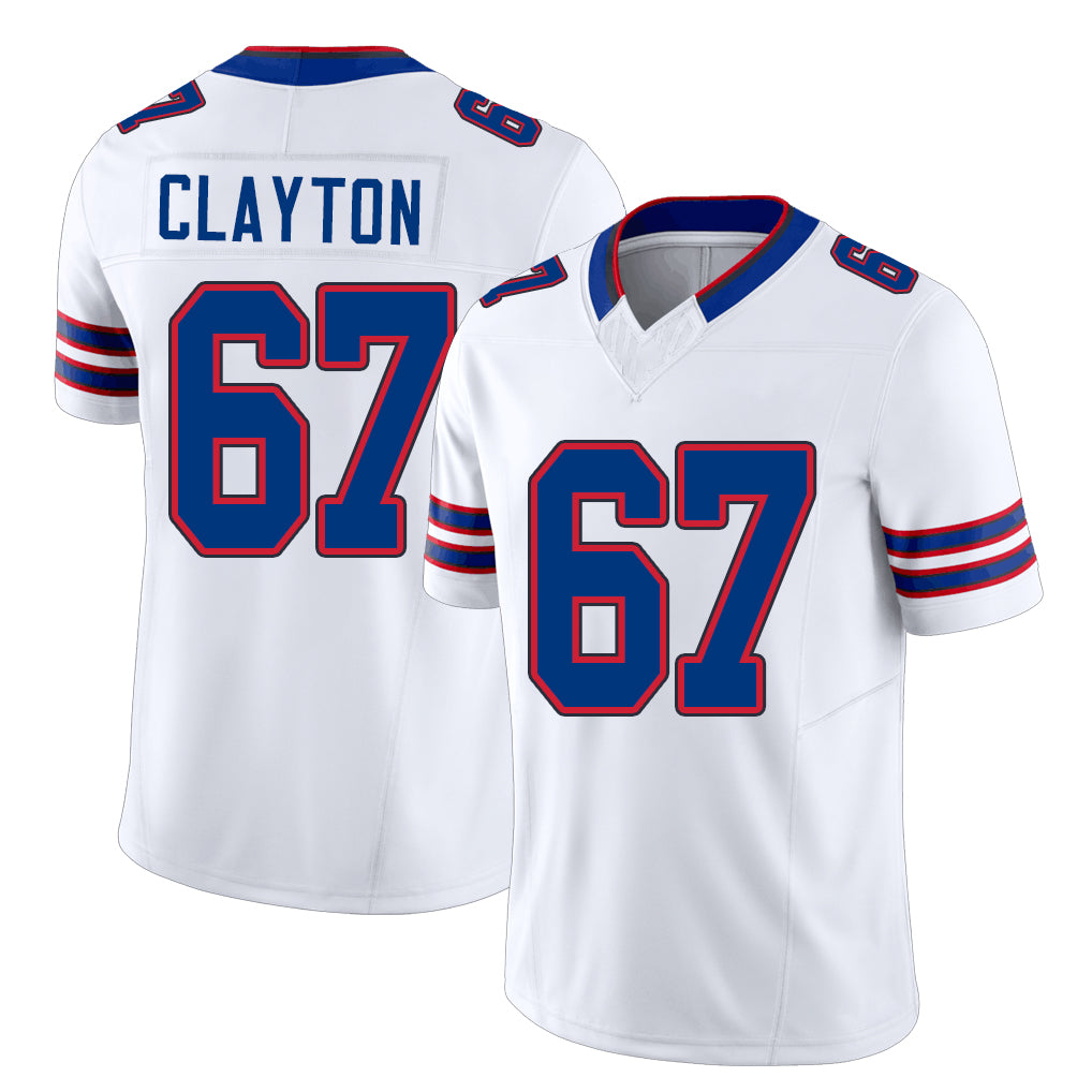 Buffalo #67 Clayton Player Football V Neck Short Sleeve White Jersey Travis For Men Youth Women Gift