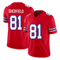 Buffalo #81 Sherfield Player Football V Neck Short Sleeve Red Jersey Trent For Men Youth Women Gift
