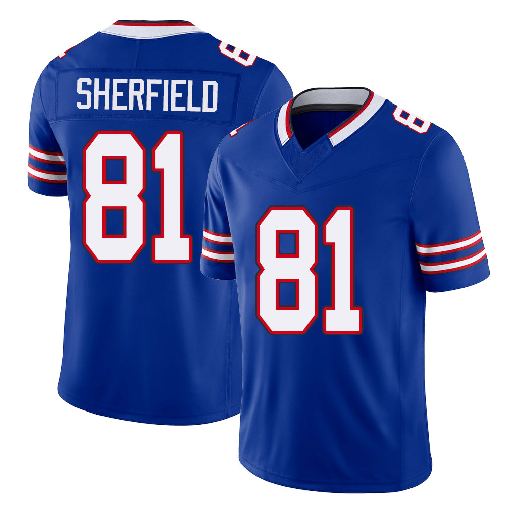 Buffalo #81 Sherfield Player Football V Neck Short Sleeve Royal Jersey Trent For Men Youth Women Gift