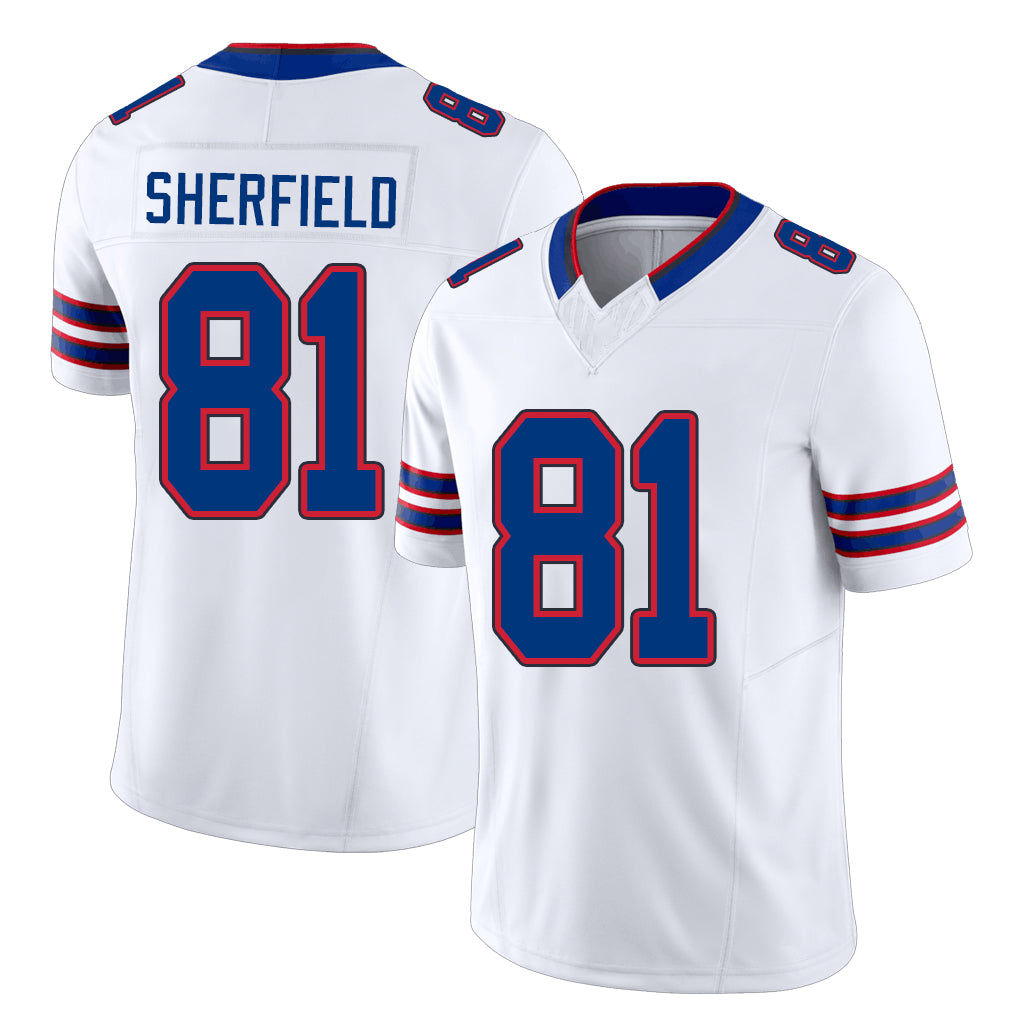 Buffalo #81 Sherfield Player Football V Neck Short Sleeve White Jersey Trent For Men Youth Women Gift