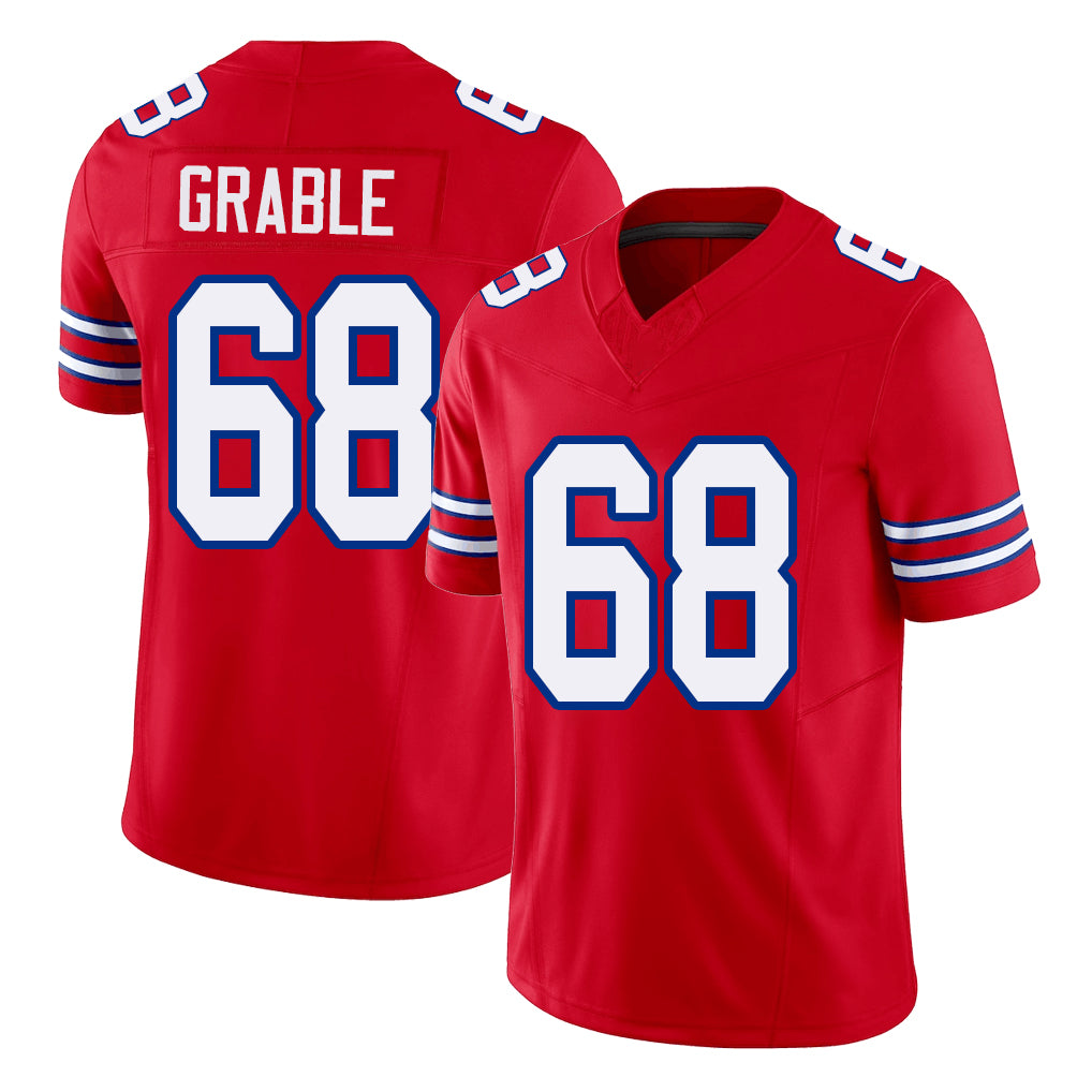 Buffalo #68 Grable Player Football V Neck Short Sleeve Red Jersey Tylan For Men Youth Women Gift