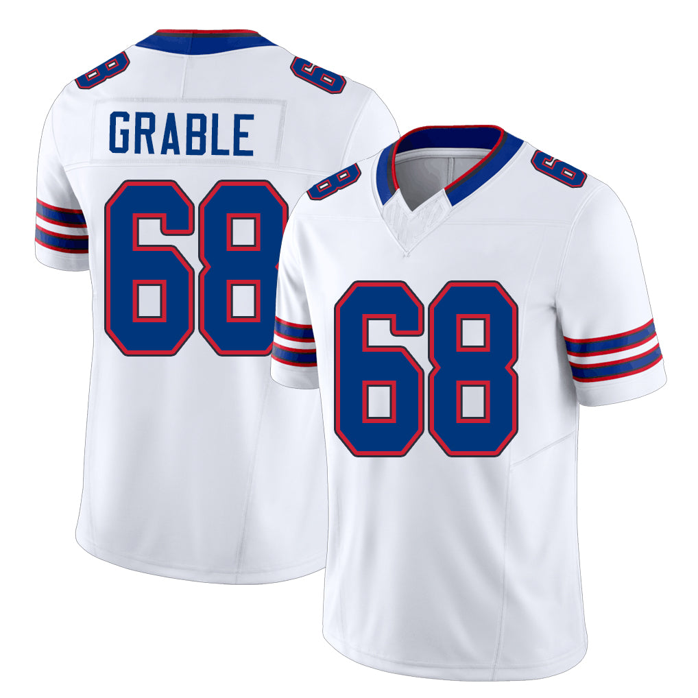 Buffalo #68 Grable Player Football V Neck Short Sleeve White Jersey Tylan For Men Youth Women Gift