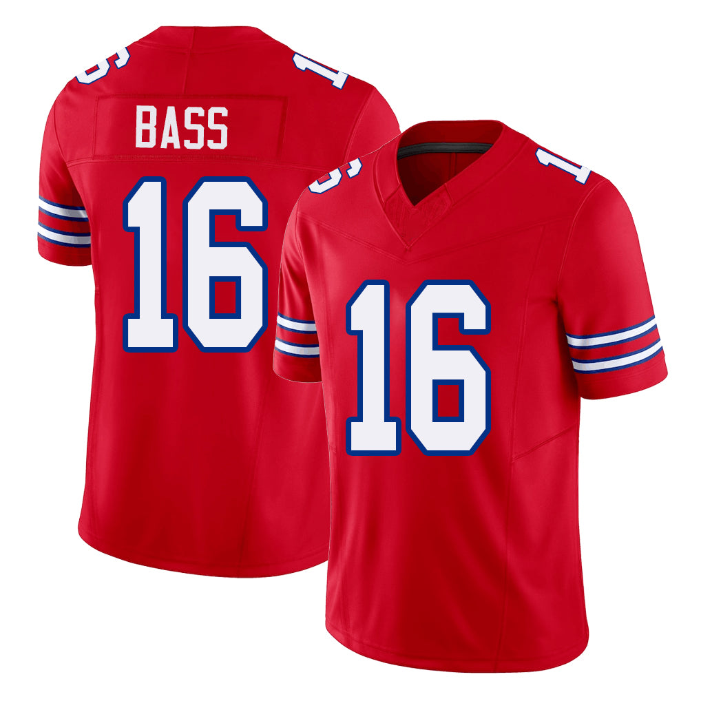 Buffalo #16 Bass Player Football V Neck Short Sleeve Red Jersey Tyler For Men Youth Women Gift