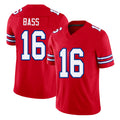 Buffalo #16 Bass Player Football V Neck Short Sleeve Red Jersey Tyler For Men Youth Women Gift