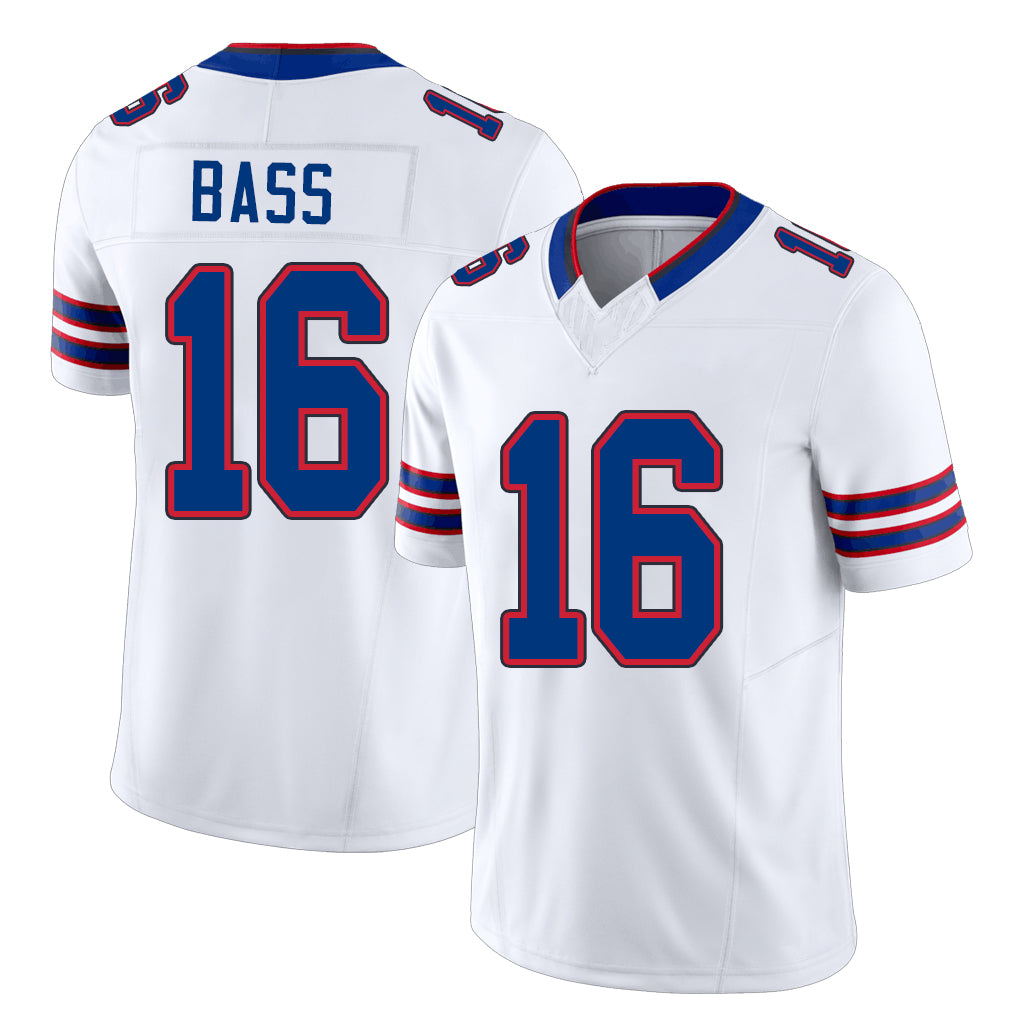 Buffalo #16 Bass Player Football V Neck Short Sleeve White Jersey Tyler For Men Youth Women Gift