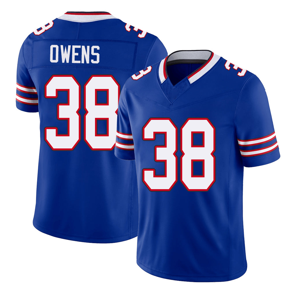 Buffalo #38 Owens Player Football V Neck Short Sleeve Royal Jersey Wande For Men Youth Women Gift
