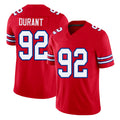Buffalo #92 Durant Player Football V Neck Short Sleeve Red Jersey Zane For Men Youth Women Gift