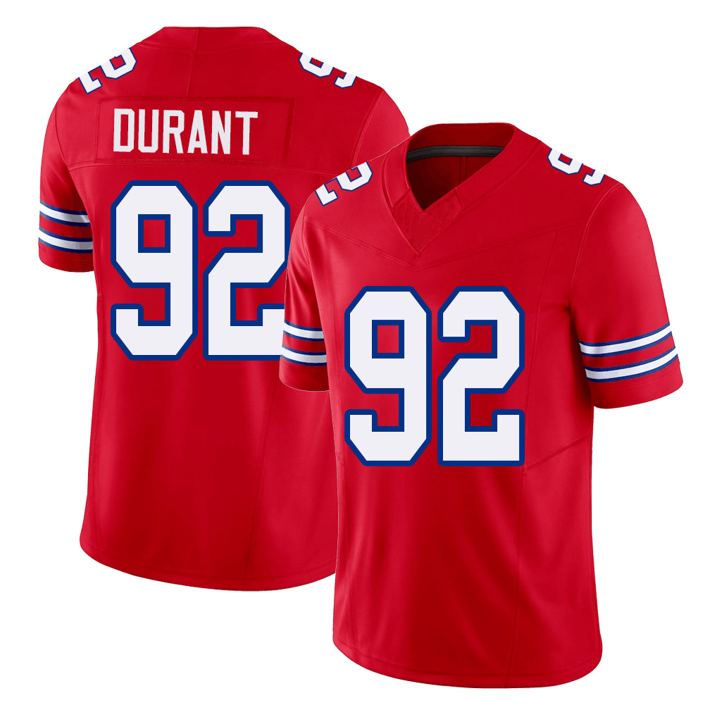 Buffalo #92 Durant Player Football V Neck Short Sleeve Red Jersey Zane For Men Youth Women Gift