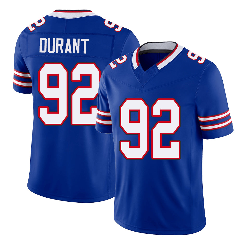 Buffalo #92 Durant Player Football V Neck Short Sleeve Royal Jersey Zane For Men Youth Women Gift