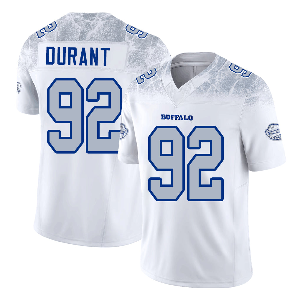 Buffalo #92 Durant Player Football V Neck Short Sleeve White Jersey Zane For Men Youth Women Gift