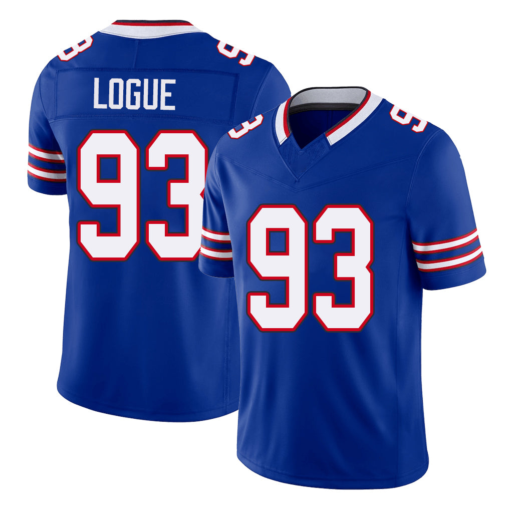 Buffalo #93 Logue Player Football V Neck Short Sleeve Royal Jersey Zion For Men Youth Women Gift