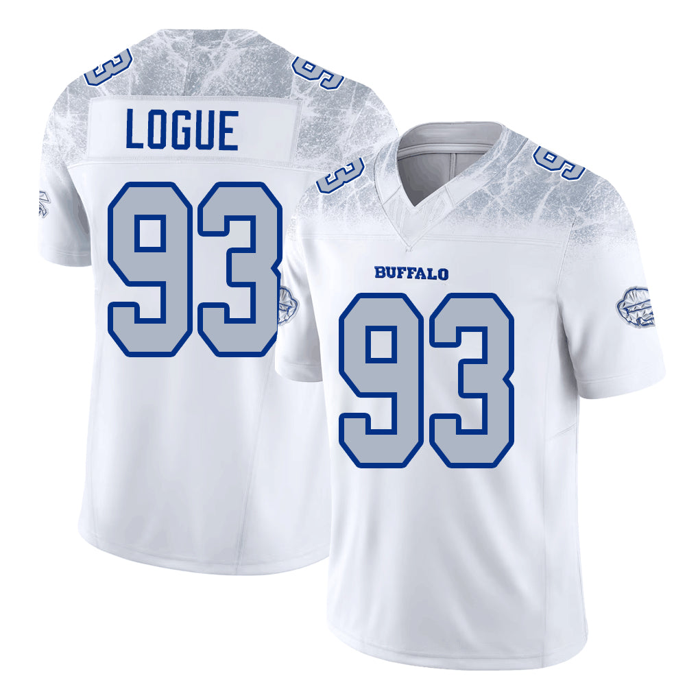 Buffalo #93 Logue Player Football V Neck Short Sleeve White Jersey Zion For Men Youth Women Gift