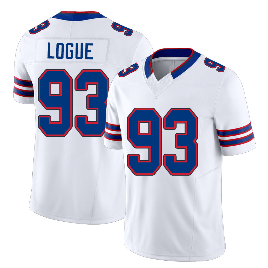 Buffalo #93 Logue Player Football V Neck Short Sleeve White Jersey Zion For Men Youth Women Gift