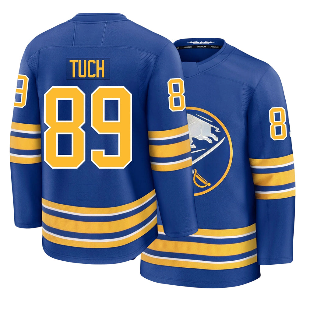 Mens Buffalo #89 Tuch Player Ice hockey Long Sleeve Royal Alex Jersey