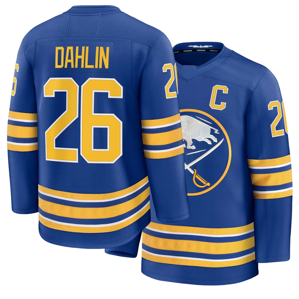 Mens Buffalo #26 Dahlin Player Ice hockey Long Sleeve Royal Rasmus Jersey