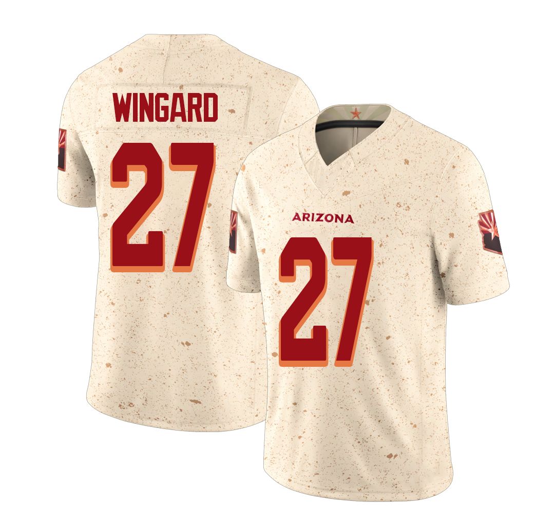 Arizona #27 Andrew Player Football V Neck Short Sleeve Natural Rivalries Jersey Wingard For Men Youth Women Gift