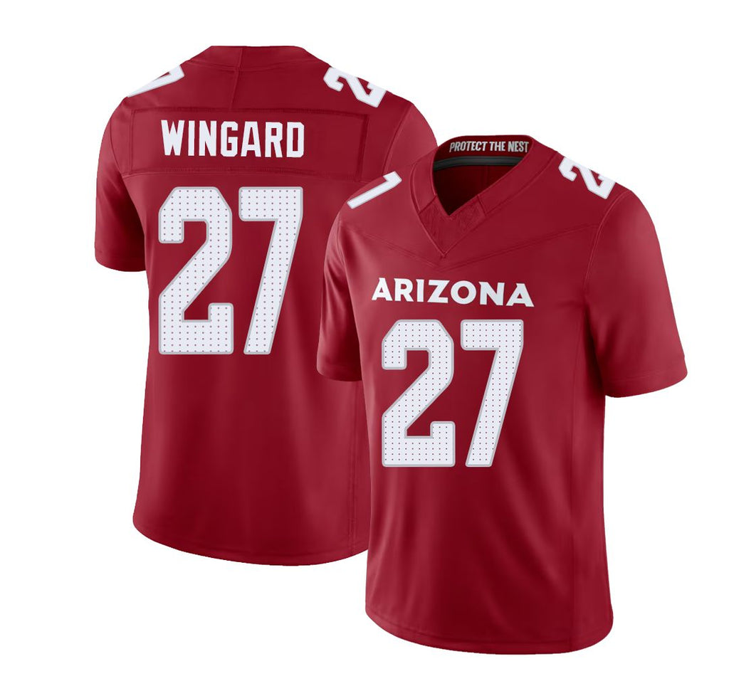Arizona #27 Andrew Player Football V Neck Short Sleeve Red Jersey Wingard For Men Youth Women Gift