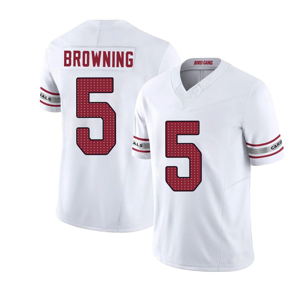 Arizona #5 Baron Player Football V Neck Short Sleeve White Jersey Browning For Men Youth Women Gift