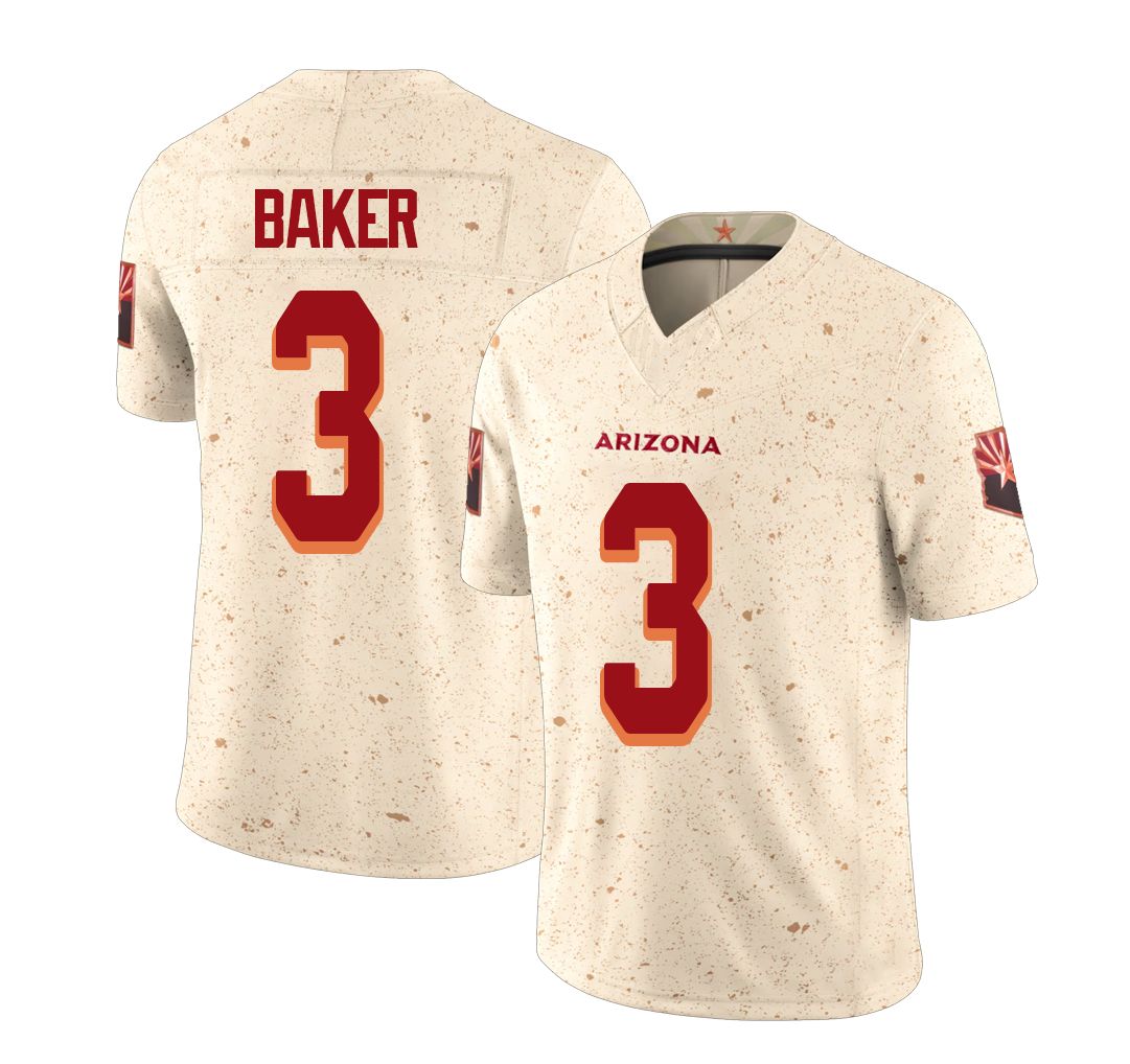 Arizona #3 Budda Player Football V Neck Short Sleeve Natural Rivalries Jersey Baker For Men Youth Women Gift