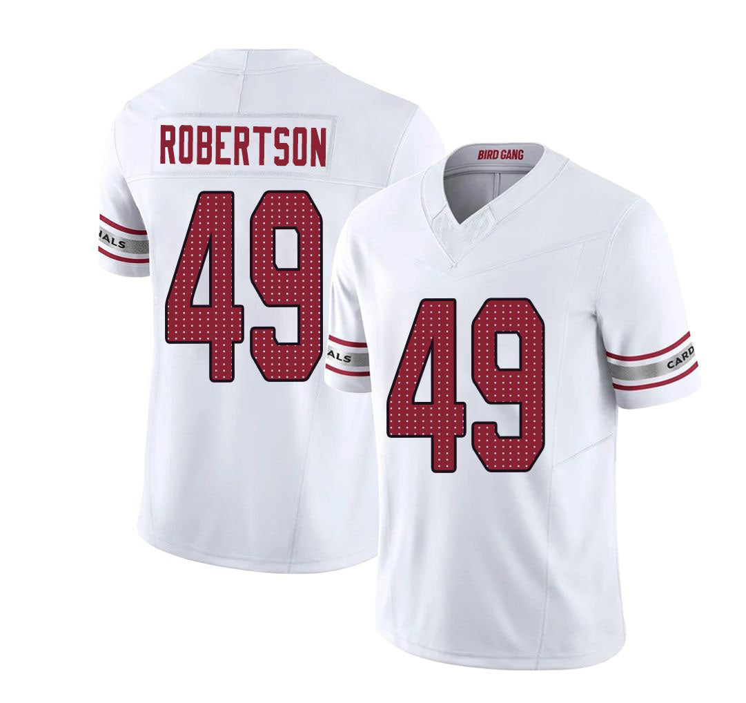 Arizona #49 Cam Player Football V Neck Short Sleeve White Jersey Robertson For Men Youth Women Gift