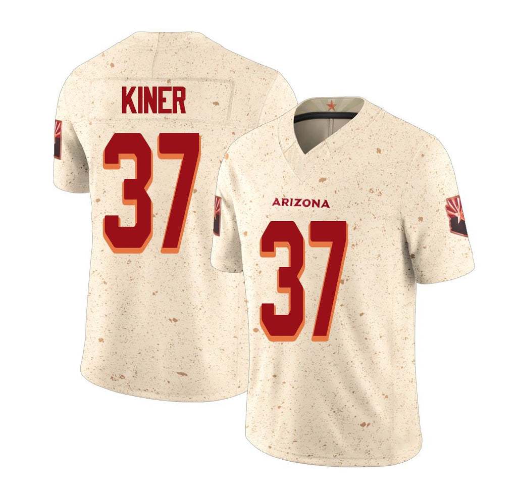 Arizona #37 Corey Player Football V Neck Short Sleeve Natural Rivalries Jersey Kiner For Men Youth Women Gift
