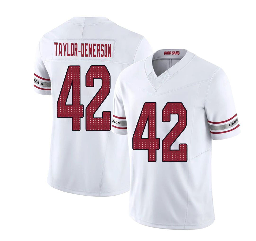 Arizona #42 Dadrion Player Football V Neck Short Sleeve White Jersey Taylor-Demerson For Men Youth Women Gift