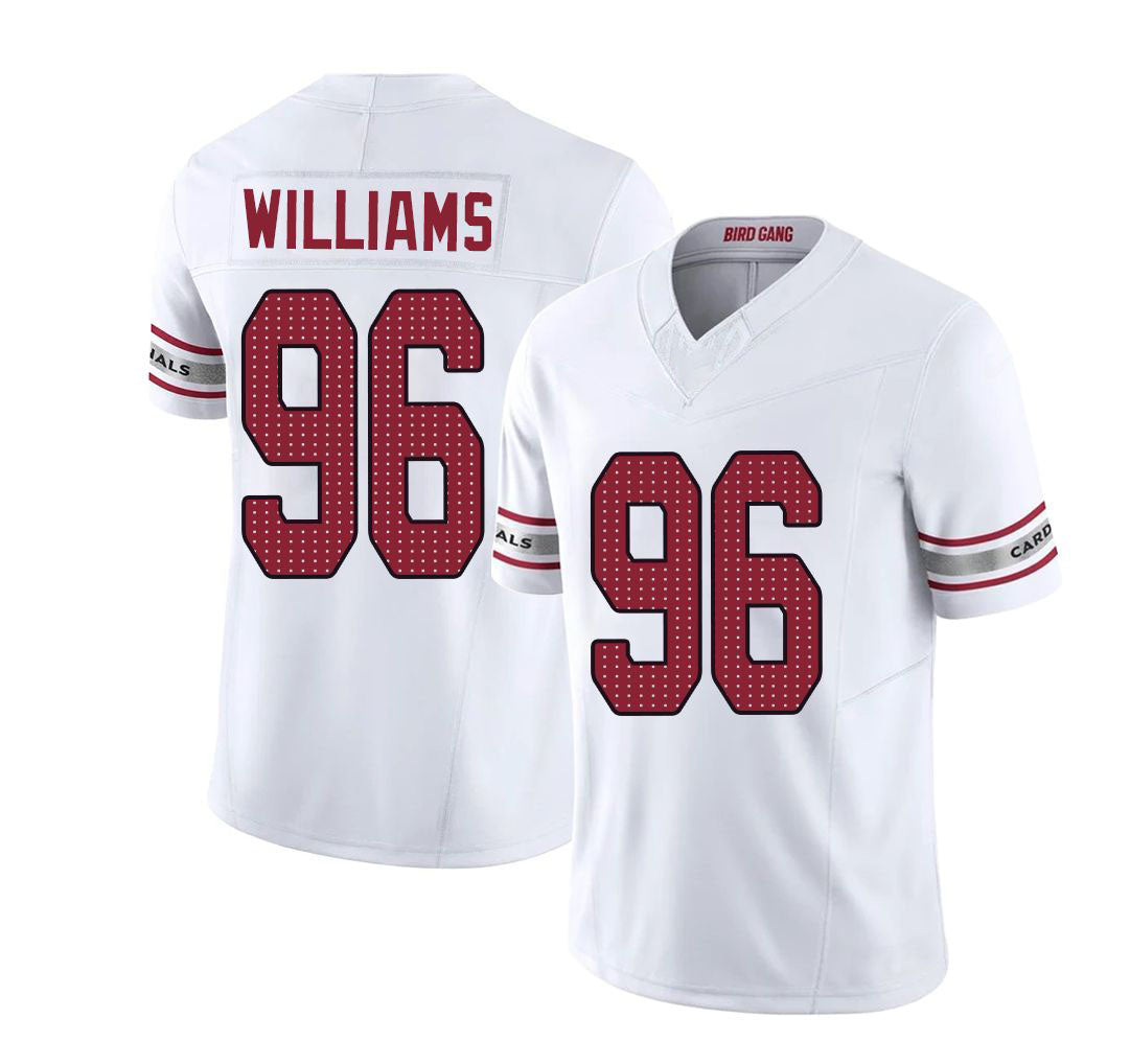 Arizona #96 Damonic Player Football V Neck Short Sleeve White Jersey Williams For Men Youth Women Gift